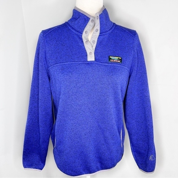L.L. Bean Purple Swater Half Snap Pullover M Petite - Picture 1 of 3